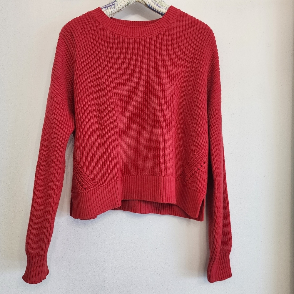 Duluth Trading‎ Co. Red Heritage Shaker Stitch Sweater - Size L - Picture 4 of 7